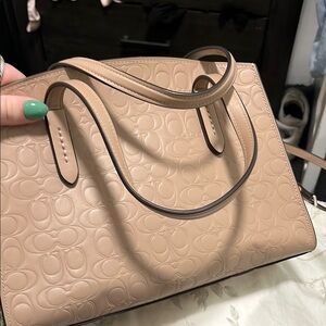 Coach Tan Embossed Leather Tote Bag